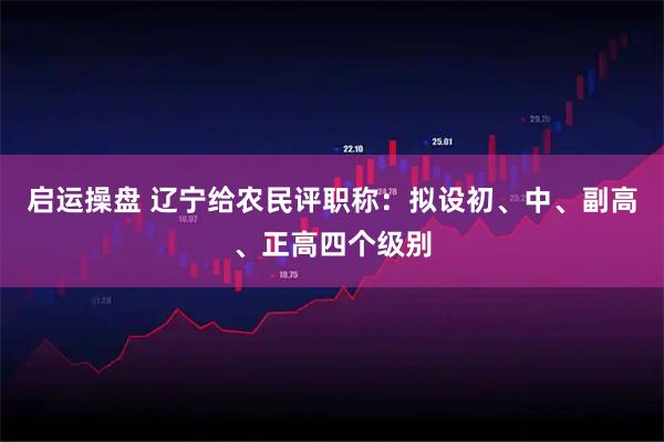 启运操盘 辽宁给农民评职称：拟设初、中、副高、正高四个级别